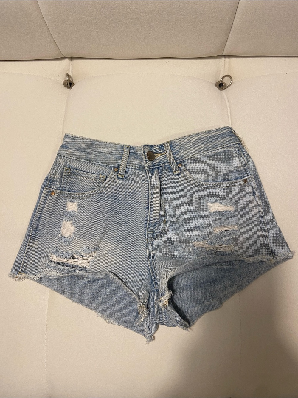 Light Wash Distressed Denim Shorts